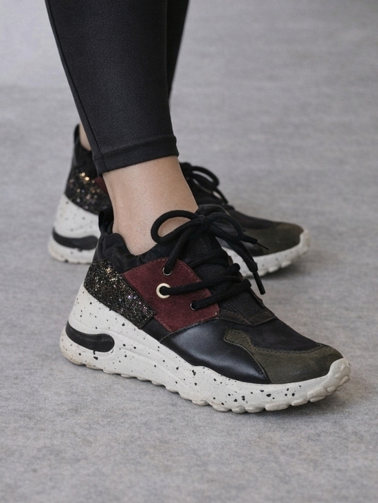 Mix No. 6 Shoes - Mix No. 6 Cliff-Lee Chunky Platform Sneakers Olive Camo Womens Size 8 Sparkle
